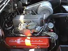 Fuel injected engine in 1957 Chevrolet Two-Ten 2-Door Sedan