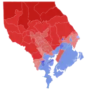 A map of the 2022 Harford county executive election showing how candidates did in each precinct.