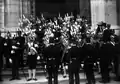 The Royal Guard of the Archers waiting King Manuel II for the opening of the 1908 session of the Cortes