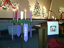 A pulpit in the chancel of a Methodist church in Ohio