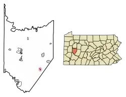Location of Elderton in Armstrong County, Pennsylvania.