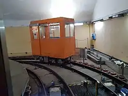 A gondola in the horizontal tunnel