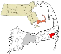 Location in Barnstable County and the state of Massachusetts.