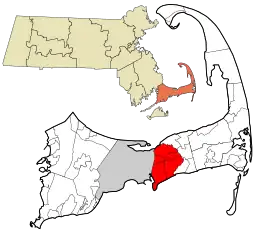Location in Barnstable County and the state of Massachusetts.