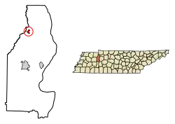 Location of Big Sandy in Benton County, Tennessee.