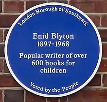 Enid Blyton blue plaque, 352&nbsp;Lordship&nbsp;Lane