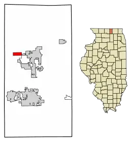 Location of Caledonia in Boone County, Illinois.