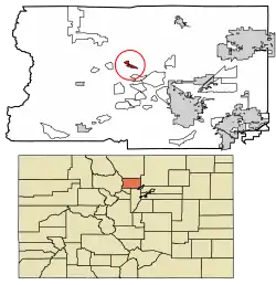 Location of Jamestown in Boulder County, Colorado.