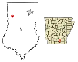 Location of Banks in Bradley County, Arkansas.