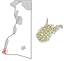 Location of Windsor Heights in Brooke County, West Virginia.