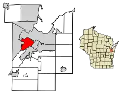 Location of Ashwaubenon in Brown County, Wisconsin.