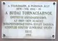 Attila út 43.Memory of the Budai Tornacsarnok (Horváth-kert)