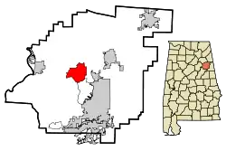 Location in Calhoun County and the state of Alabama