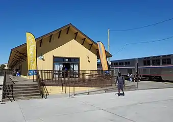 The 1880s-built freight house, now a welcome center