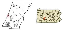 Location of Vintondale in Cambria County, Pennsylvania.