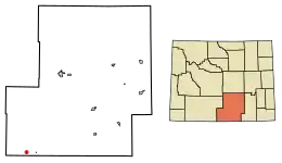 Location of Baggs in Carbon County, Wyoming.