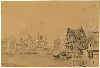 Charles-Antoine Cambon - La Esmeralda, Act III, Scene 1 set design (Version 2)