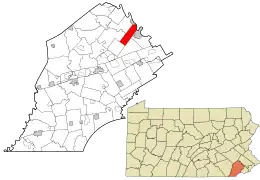 Location in Chester County and the state of Pennsylvania.