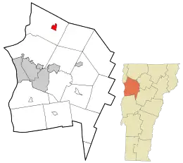 Location in Chittenden County and the state of Vermont.