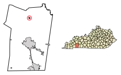 Location of Crofton in Christian County, Kentucky.