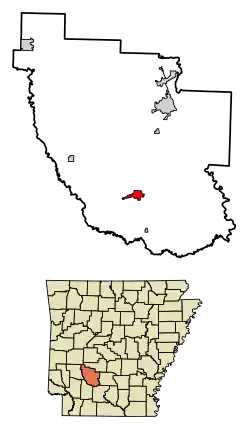Location of Gurdon in Clark County, Arkansas.