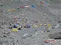 Climbers' tents in the restricted area beyond the area open to tourists.