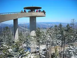 The western trail head, Clingman's Dome, on a snowy day.