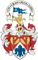 Above the crest is the slogan (see: Slogan (heraldry), most traditional in Scottish heraldry) or the war cry, Arms of Brady Brim-DeForest, Baron of Balvaird
