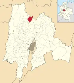 Location of the municipality and town inside Cundinamarca Department of Colombia