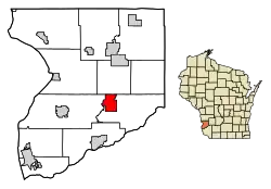 Location of Steuben in Crawford County, Wisconsin.
