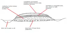 Cross-sectional diagram of an idealized Ancient Roman road, based on Weston (1919) and other sources.