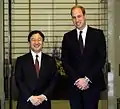 William, Prince of Wales wearing his Omega Seamaster Diver Professional 300m pictured with Emperor Naruhito in 2015