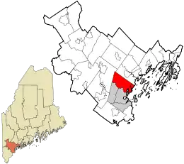 Location in Cumberland County and the state of Maine.