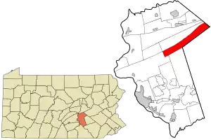 Location of Rush Township in Dauphin County (right) and of Dauphin County in Pennsylvania (left)