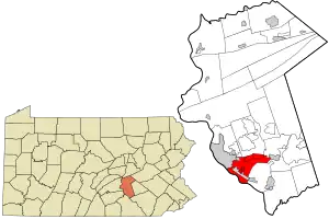 Location in Dauphin County and state of Pennsylvania.
