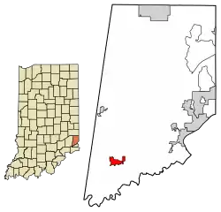 Location of Dillsboro in Dearborn County, Indiana.