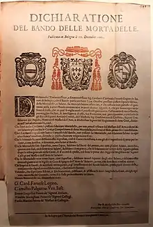 Dichiarazione del Bando delle Mortadelle ("Declaration of the Band of the Mortadellas"), Bologna, 1661