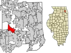 Location within DuPage County and Illinois