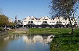 Duiven, view of De Passage shopping centre, from the bridge next to IKC Remigius