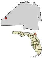 Location of Baldwin in Duval County, Florida.