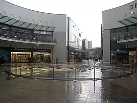 The shopping centre with a floor art piece