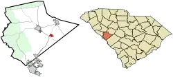 Location of Trenton in Edgefield County, South Carolina