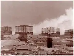 Construction of the complex in 1955.