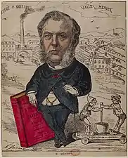 Caricature of Émile-Justin Menier by Henri Demare in the 9 September 1875 issue