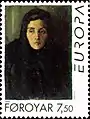 Mykineskona (a woman from Mykines his wife?), 1934, 56*42&nbsp;cm, National Art Gallery in Tórshavn. Stamp of 1996