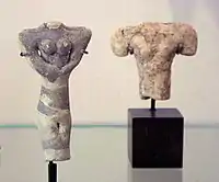 Ubaid IV; two female figurines; c. 4700 – c. 4200 BC; Tell Tello; Louvre Museum AO 15327