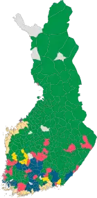 The biggest party in the municipalities after the  2021 Finnish municipal elections