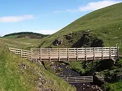Usway Burn footbridge at Uswayford
