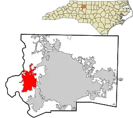 Location in Forsyth County and the state of North Carolina
