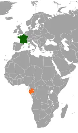 Map indicating locations of France and Gabon